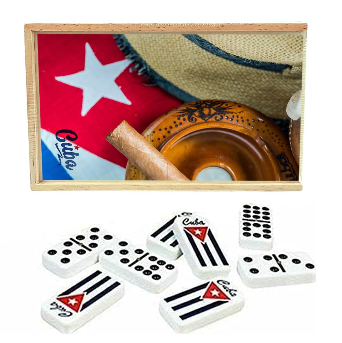 Domino Cubano Doble Nueve tiles close-up shows durable craftsmanship.