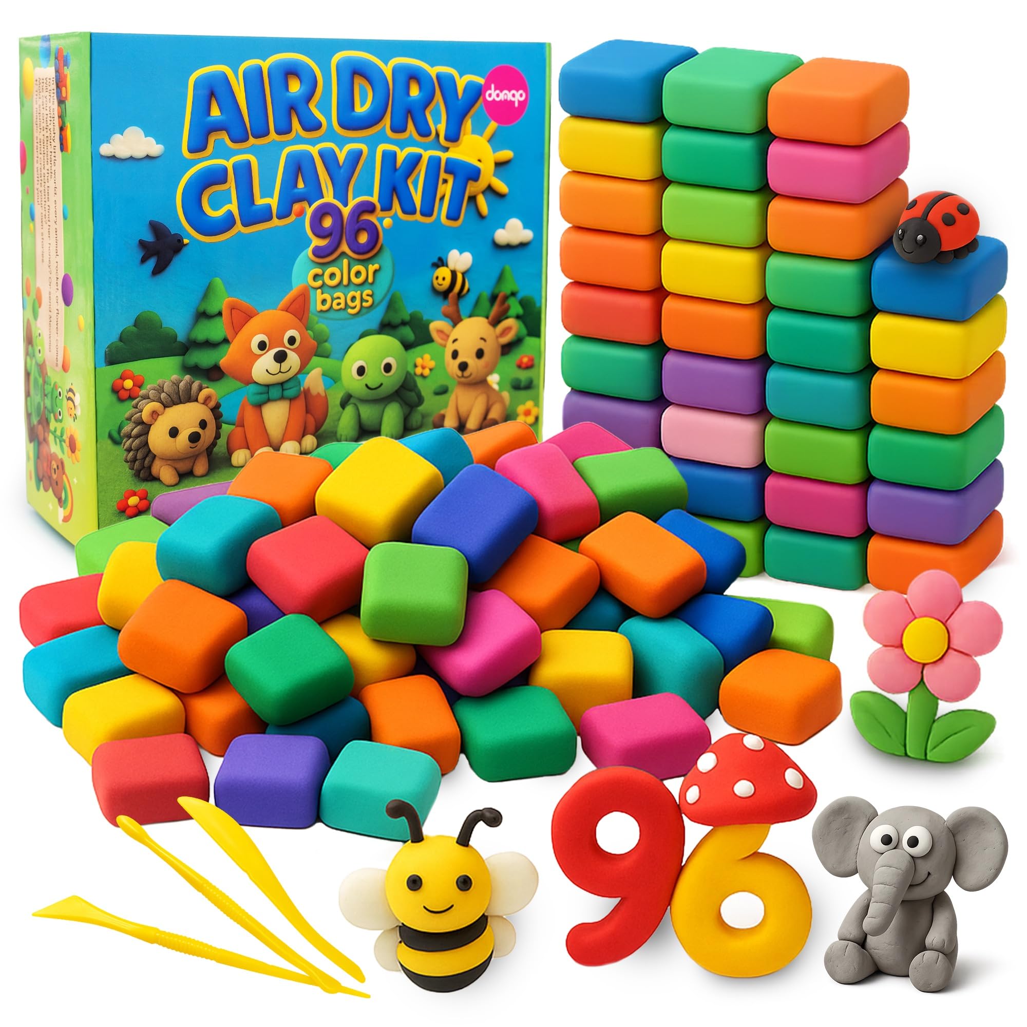 Domqo Air Dry Clay Kit 96-color assortment for vibrant projects