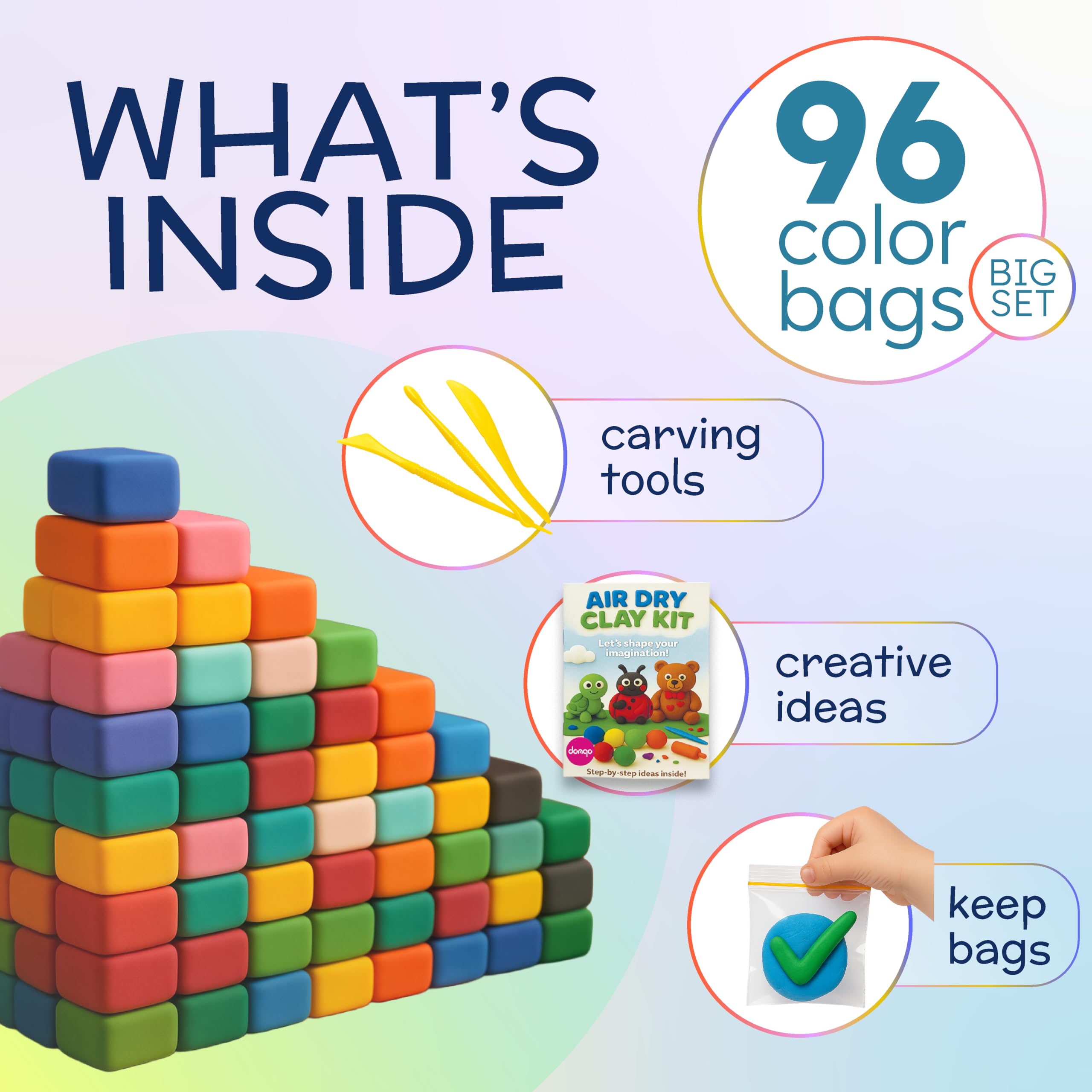 Domqo Air Dry Clay Kit creative tools collection for shaping, texturing, and detailing