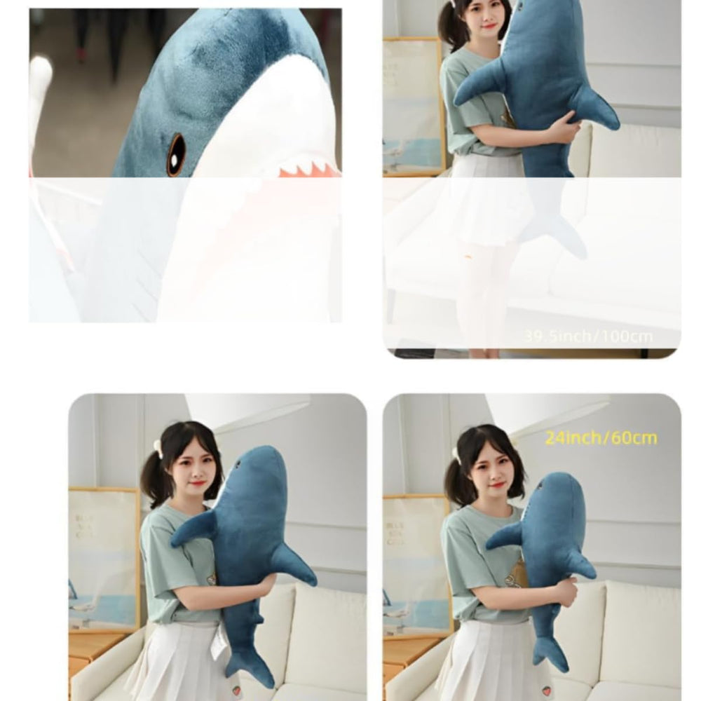DongAi shark pillow room decor for kids' spaces in blue.