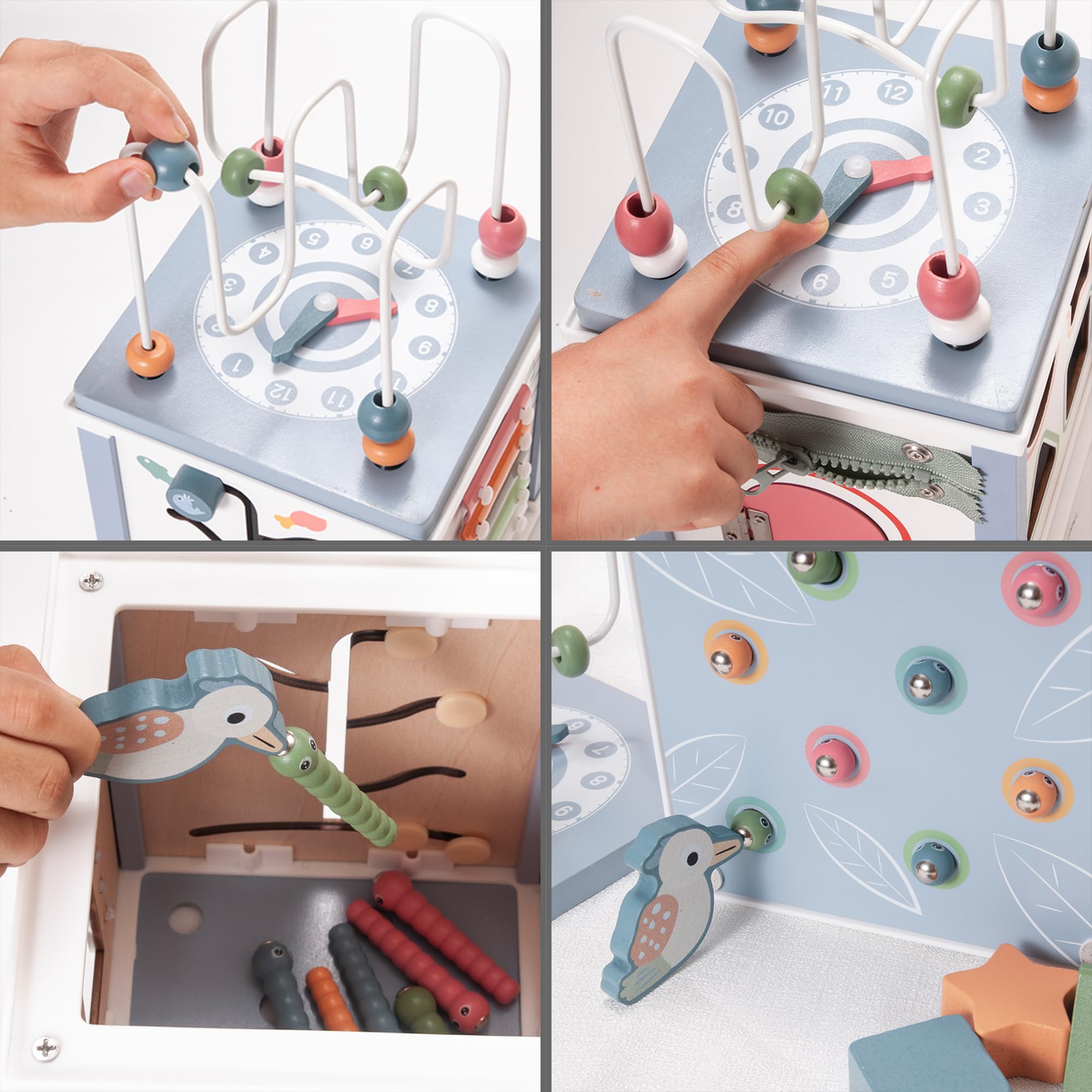 Donmills activity cube animal track panel introduces path exploration and spatial awareness
