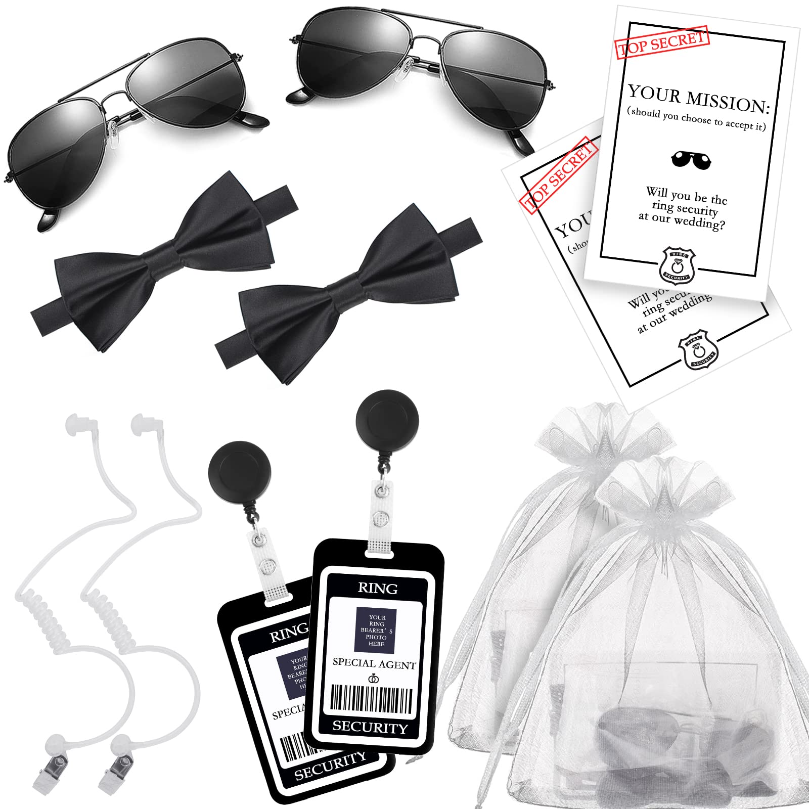 Donsaji ring security set with bow tie for kids at weddings