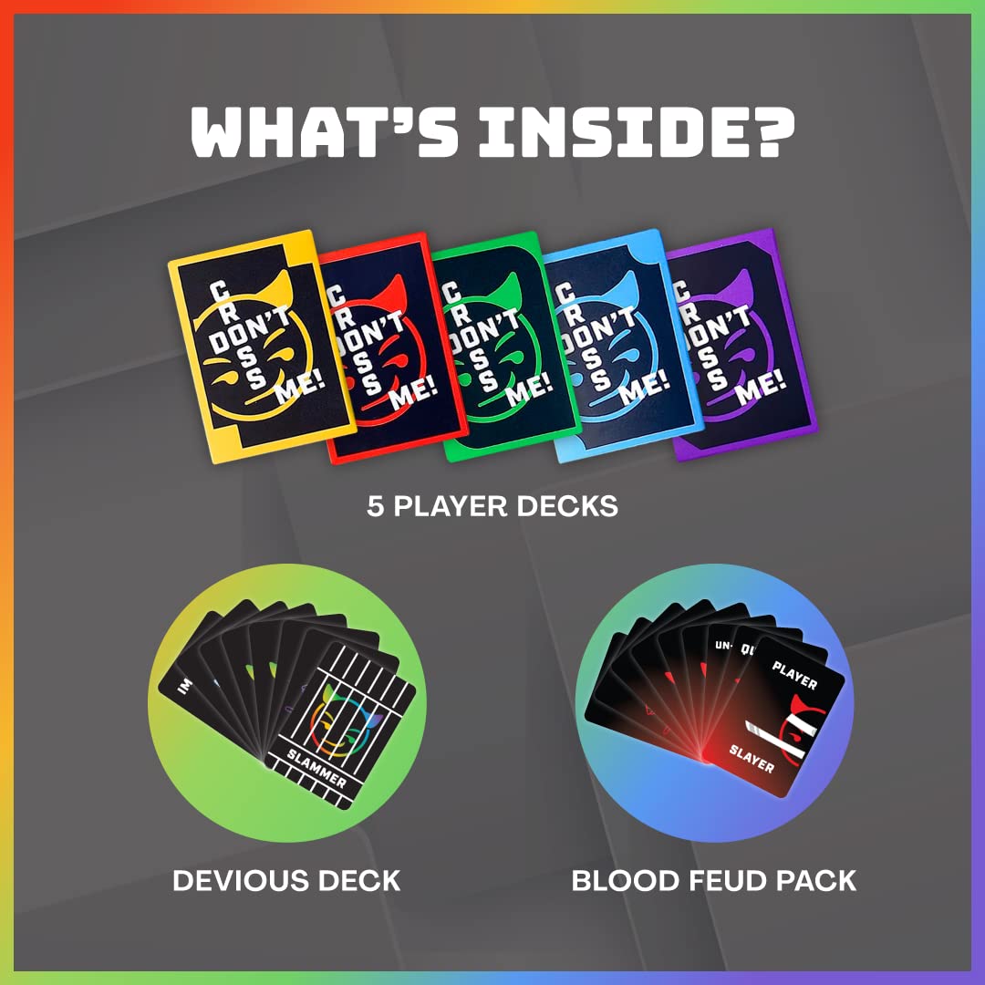 Don't Cross Me mini cards close-up highlights quick play and portability.