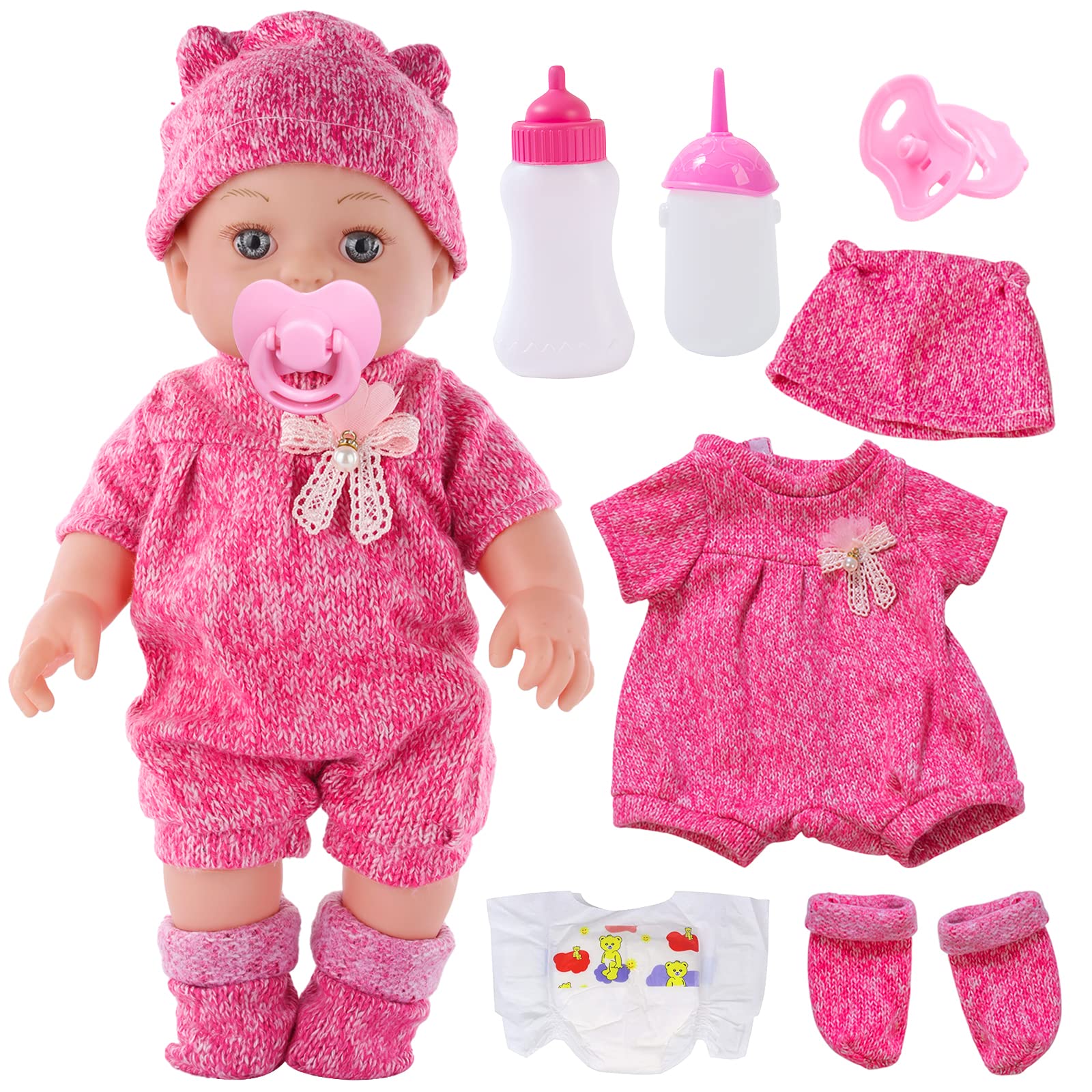DONTNO 12 inch baby doll with clothes set—perfect for nurturing pretend play and role-play storytelling.