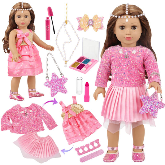DONTNO American 18in doll dress set with two outfits for imaginative dress-up play