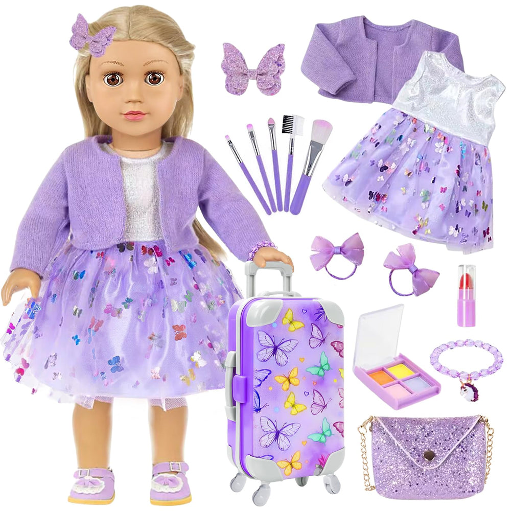 DONTNO American 18-inch doll accessories with travel makeup case for creative play