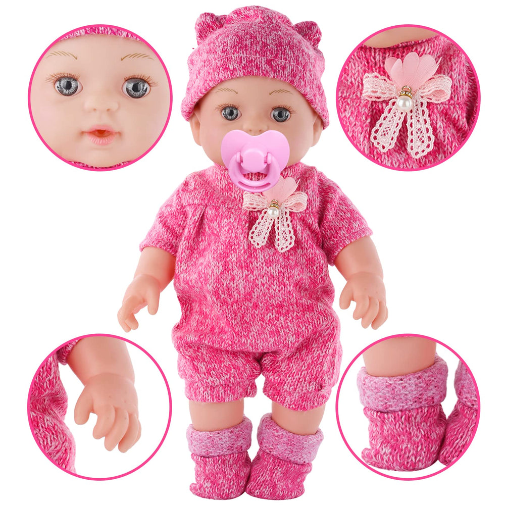 DONTNO baby doll with pacifier—encourages soothing routine and gentle comfort play.