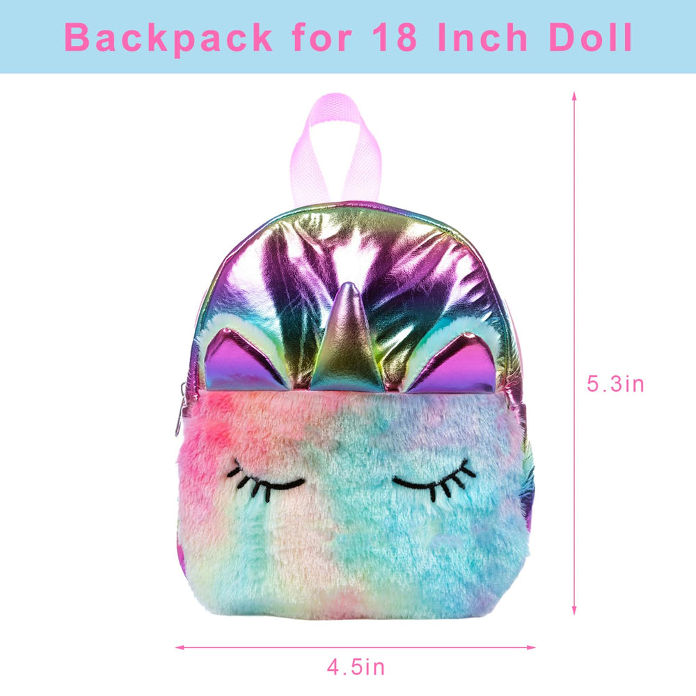DONTNO doll bag with unicorn notebook supports pretend schooltime adventures.