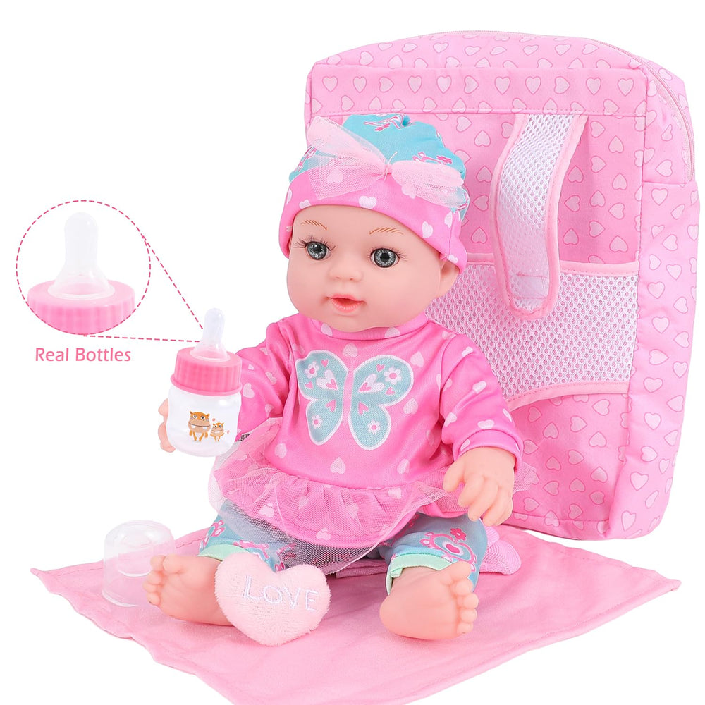 DONTNO bottles included for realistic feeding play.