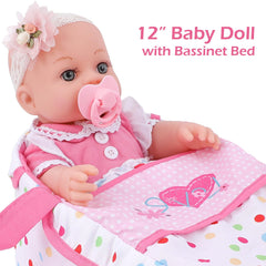DONTNO doll can sit or lie in bassinet for versatile posing