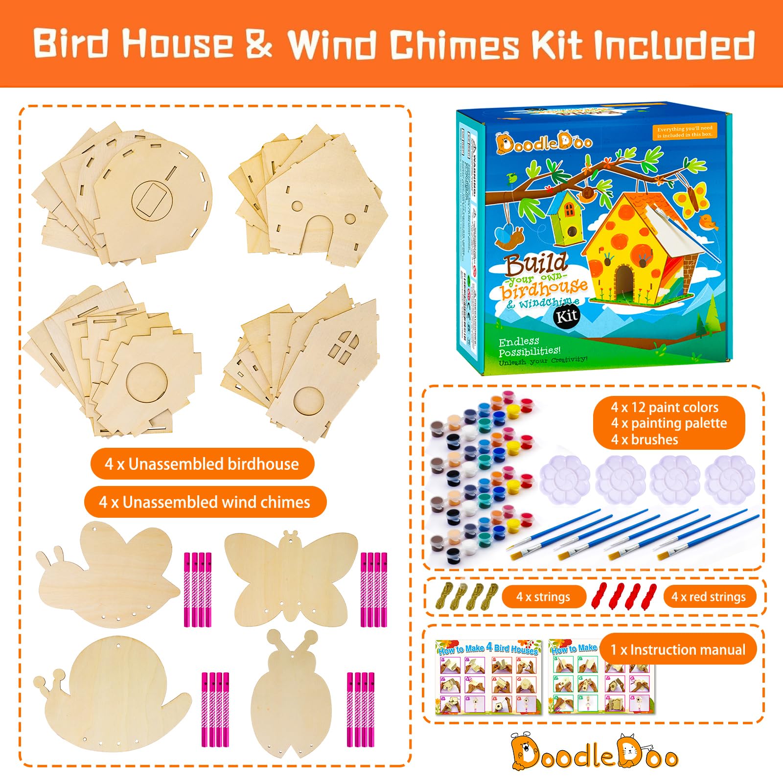 Doodledoo wind chime parts ready for colorful, sensory crafting fun.
