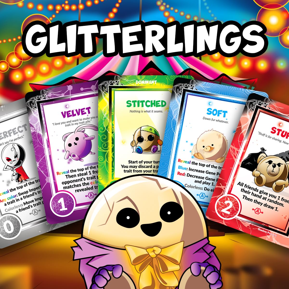 Doomlings Glitterlings expansion cards embrace luck and strategic draws.