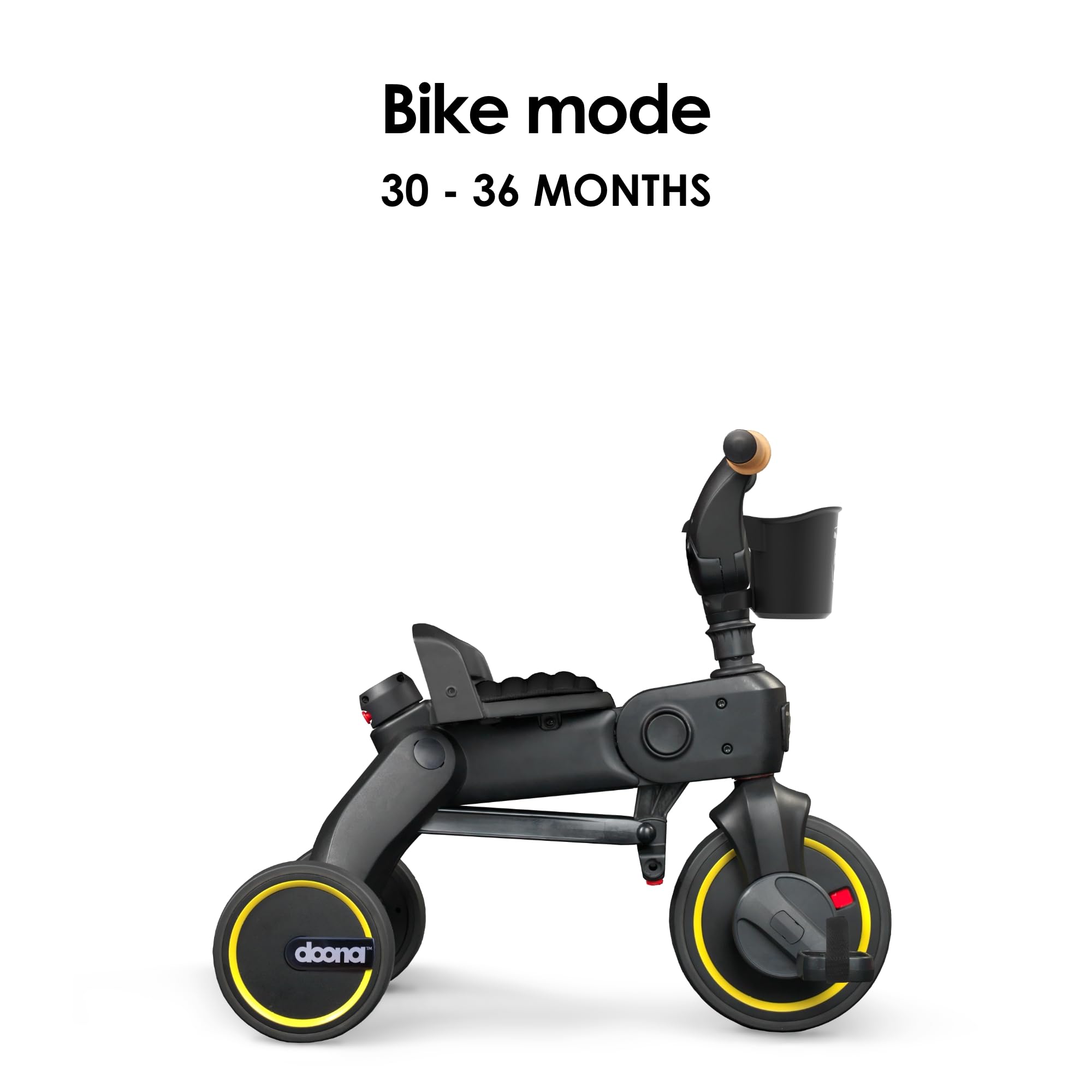 5-point harness secures seating on DOONA Liki Trike S5 Nitro Black