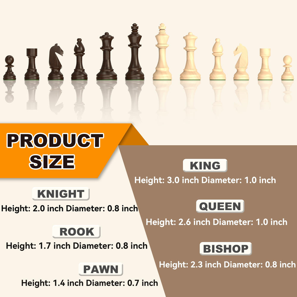 Triple weighted chess pieces provide stable handling for precise moves