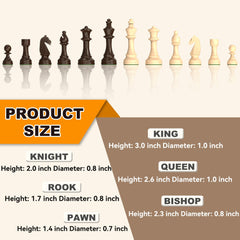 Triple weighted chess pieces provide stable handling for precise moves