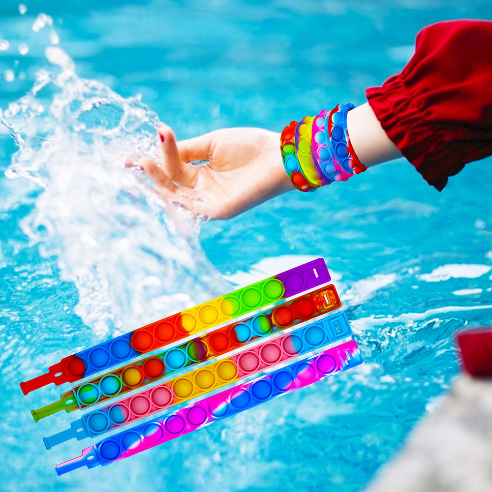 DOPWQAA adjustable pop bracelet demonstrates flexible sizing on the wrist.