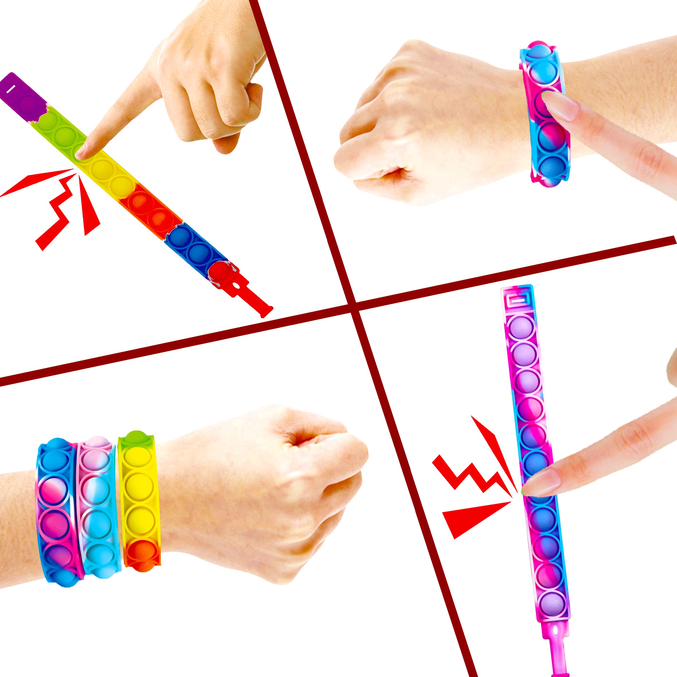 DOPWQAA wearable fidget bracelets on a wrist, emphasizing ease of cleaning.