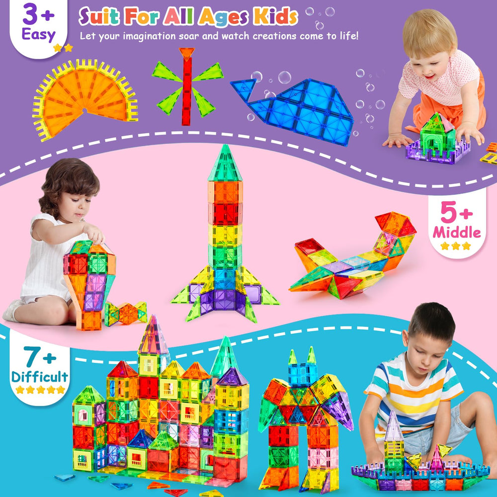 Dopyye magnetic tiles—colorful shapes promote pattern recognition and color learning.