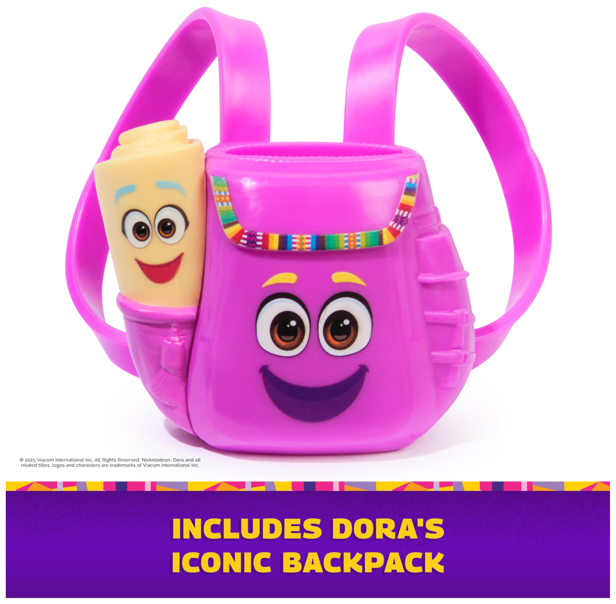Backpack on Dora opens at the top when squeezed
