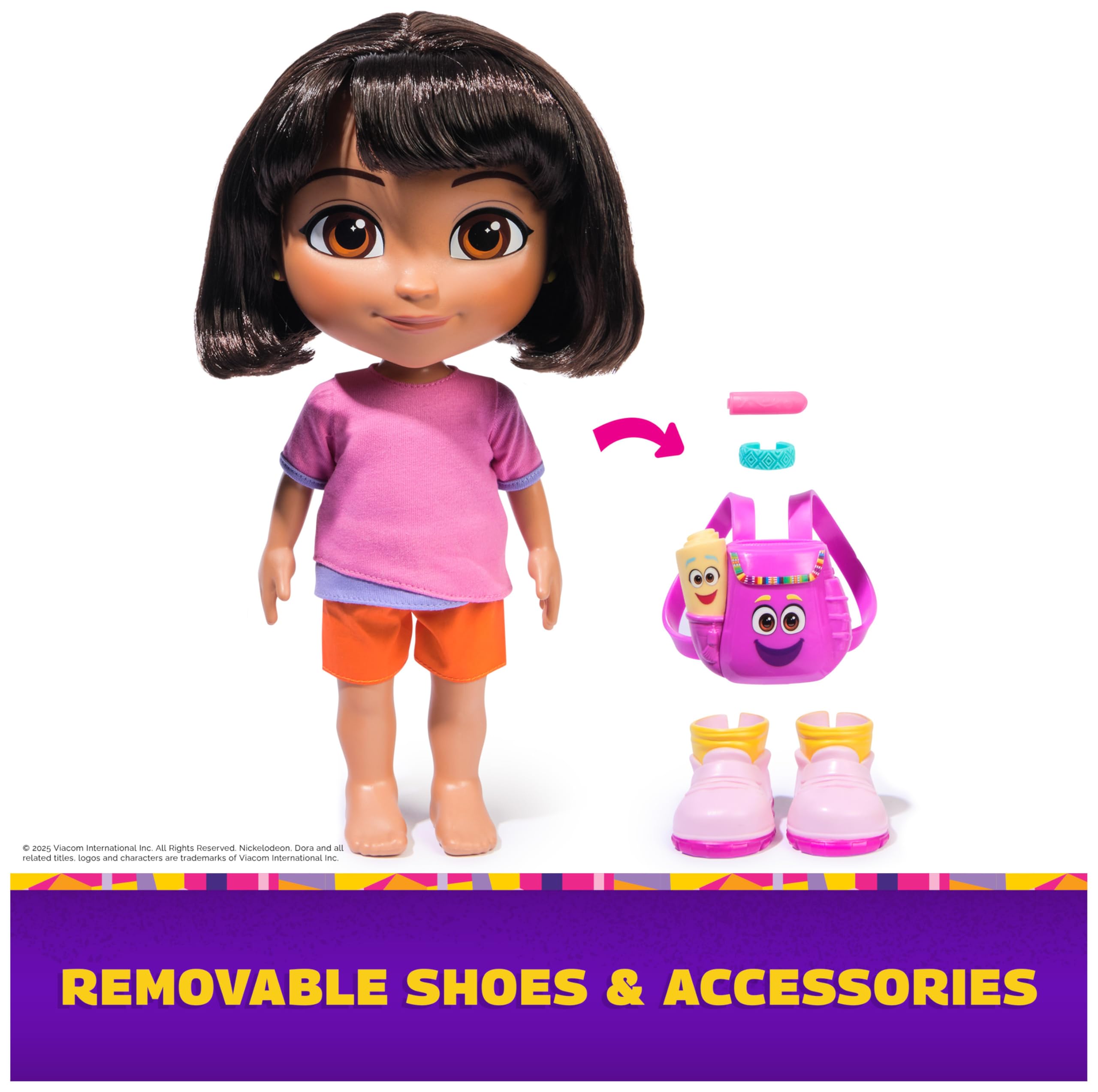 Dora doll dressed for imaginative dress-up and role play