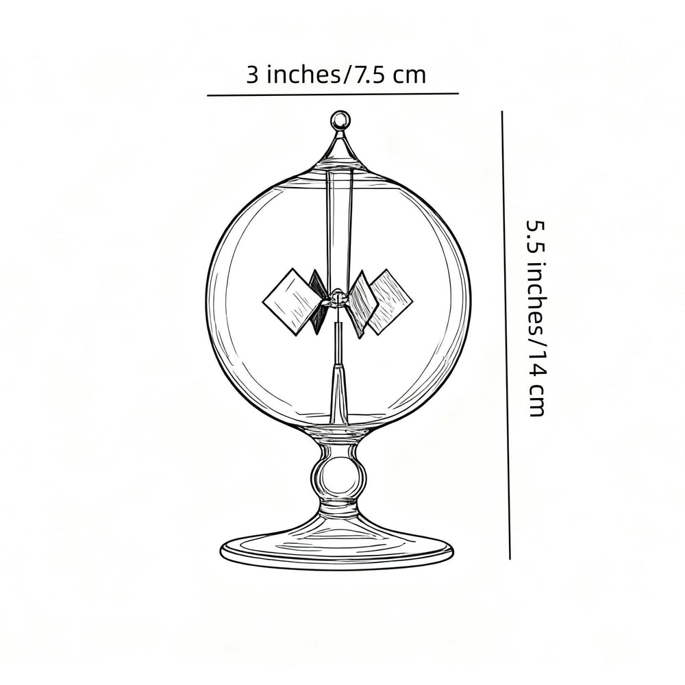 DORAMI Crookes radiometer gift idea, elegant glass with rotating leaves.