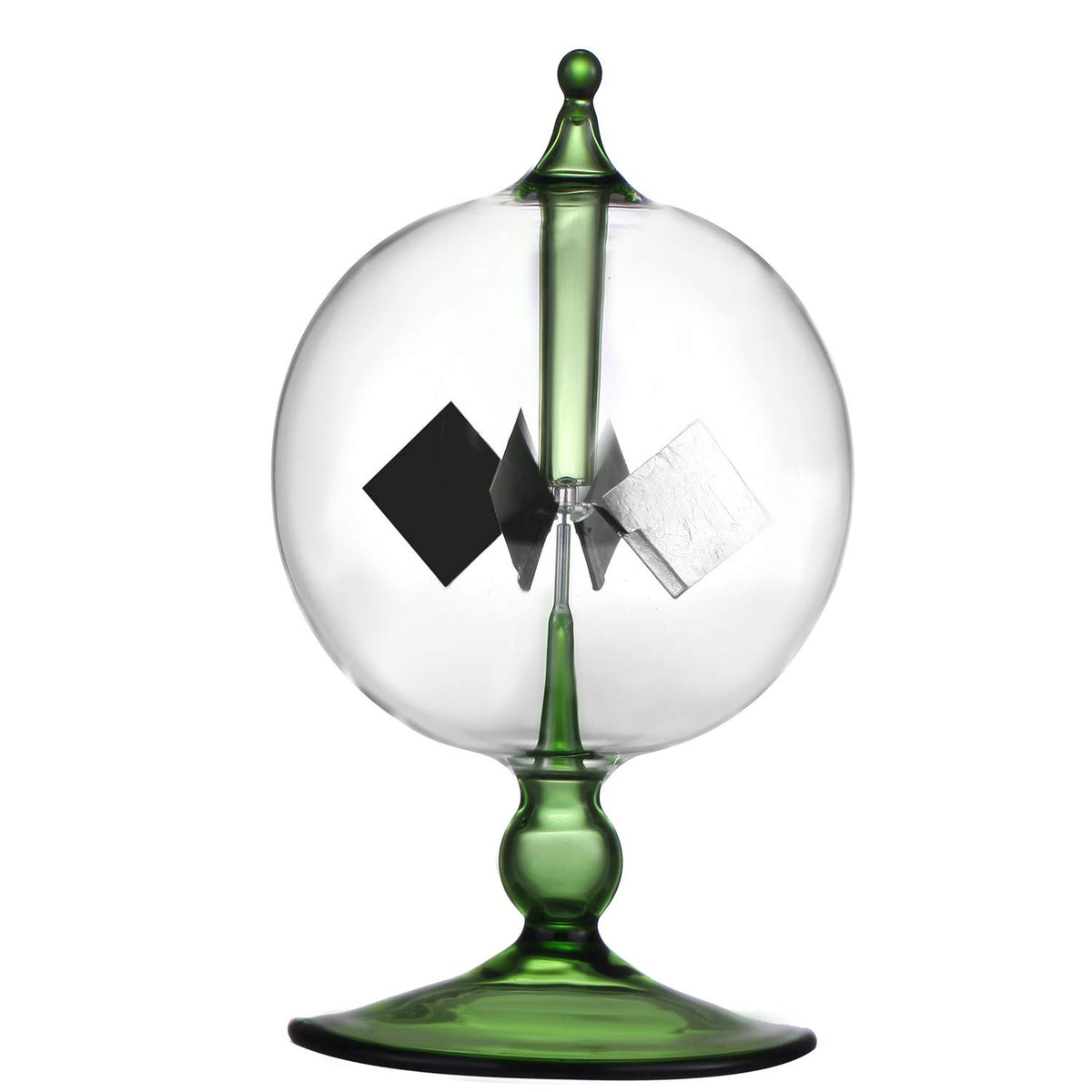 DORAMI Green Solar Radiometer on a desk shows light-powered rotation for decorative appeal.
