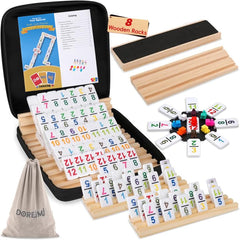 Doreimi Mexican Train domino tiles in vibrant colors for family play.