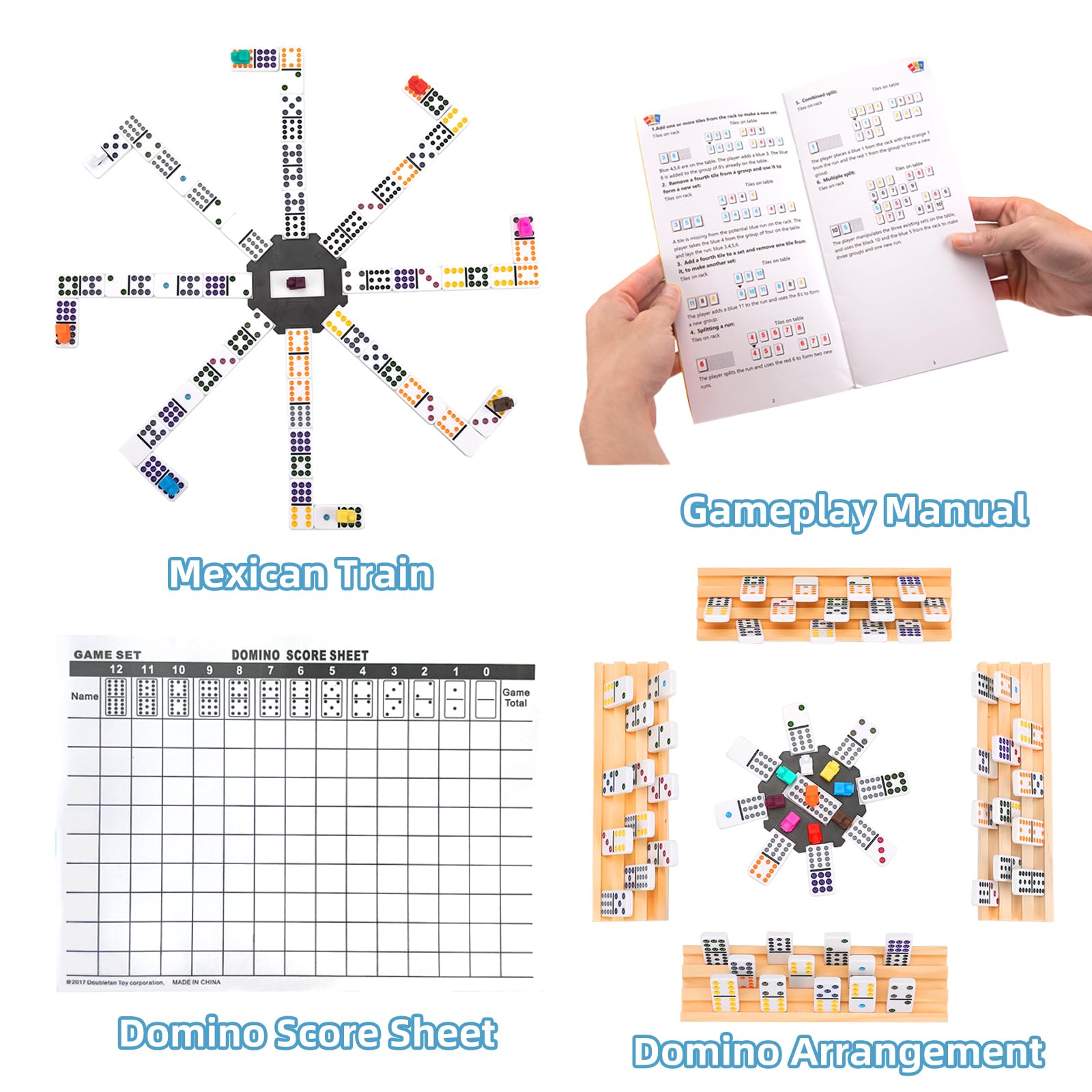 Doreimi wooden holders eight keep tiles organized during playtime.