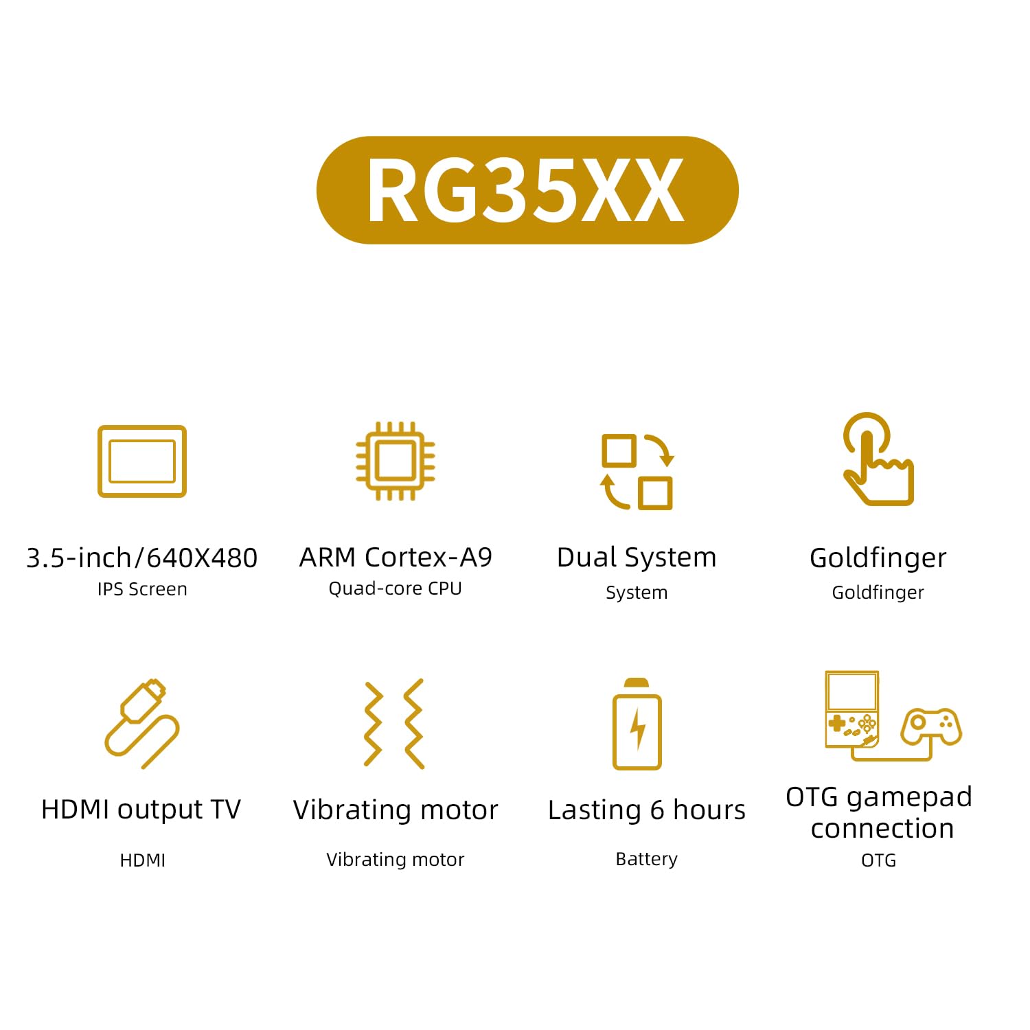 Doriteney RG35XX 2600mAh battery lasts up to 7 hours of playtime.