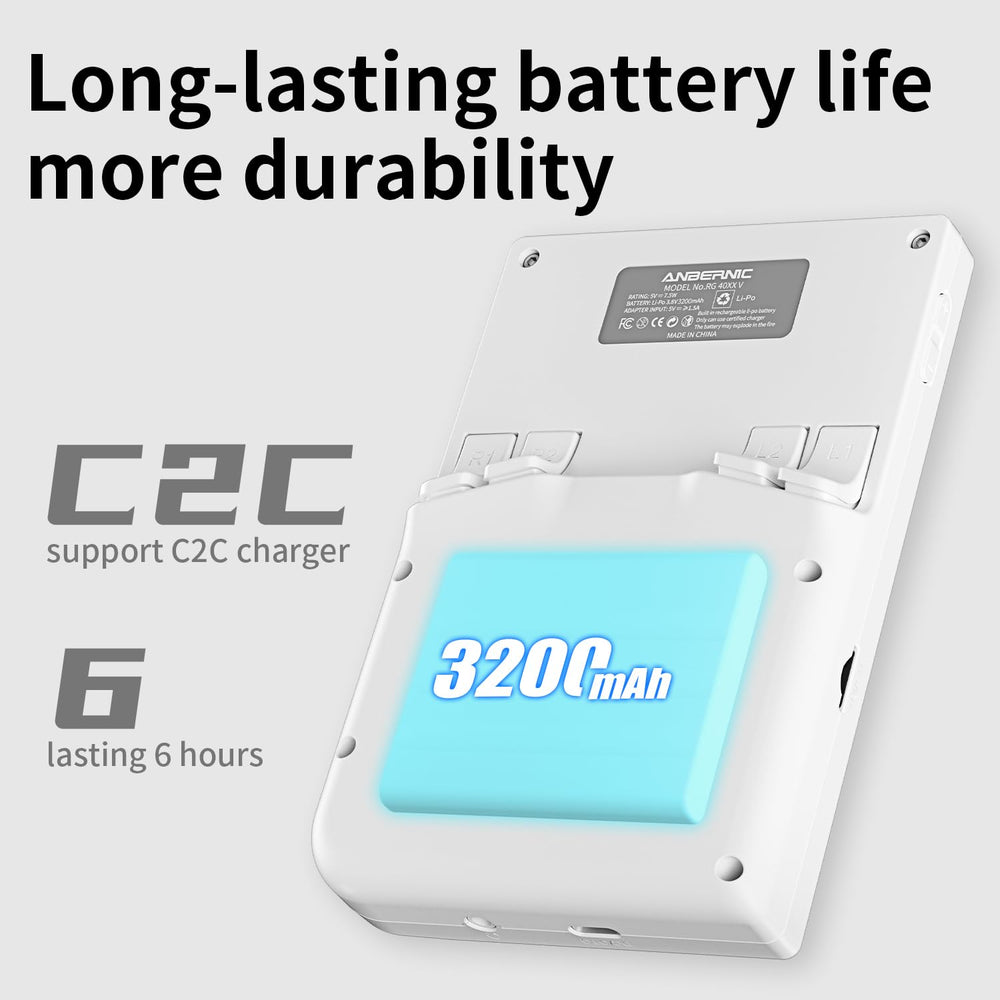 Doriteney RG40XX V white body designed for easy portability.
