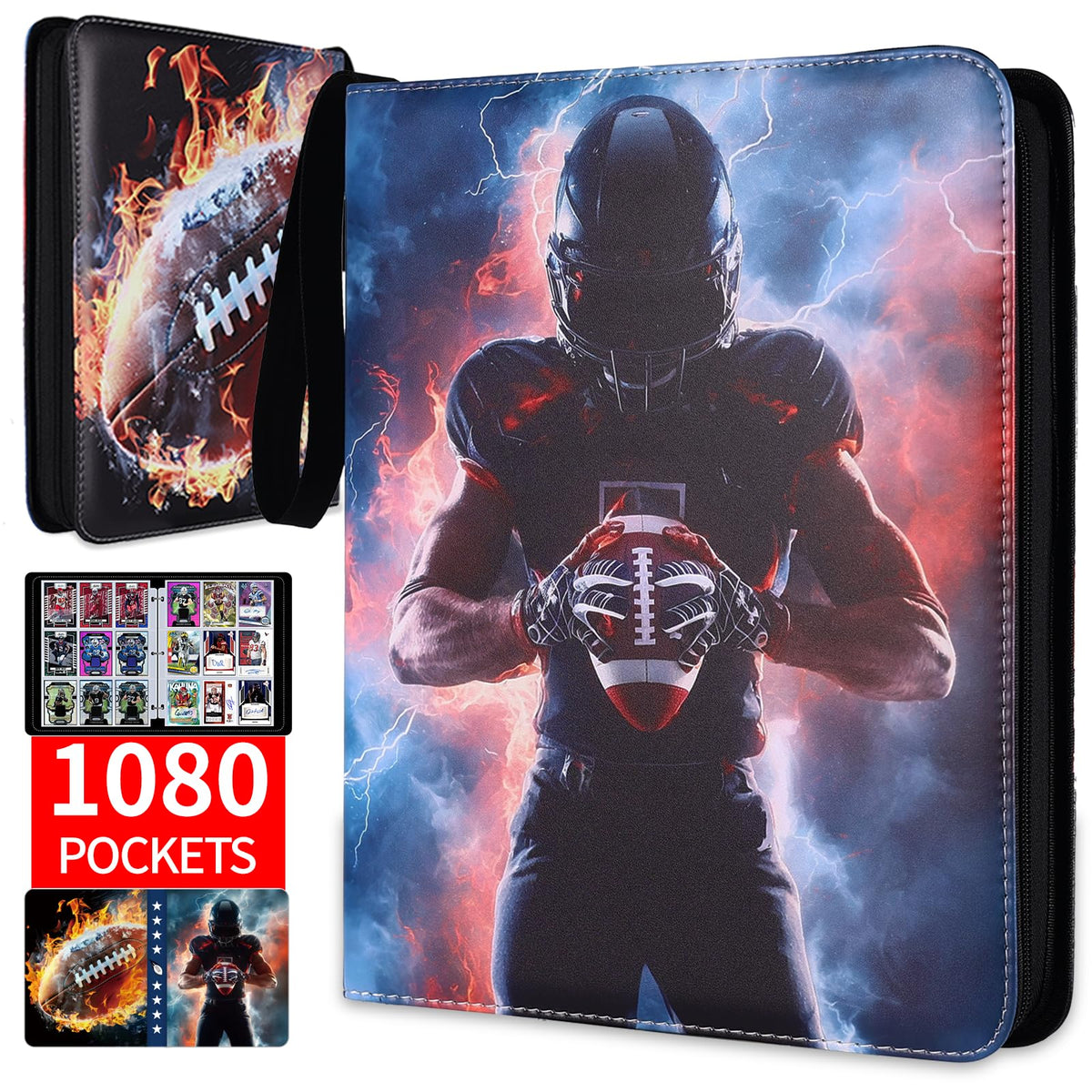 Dosanlues football card binder with 1080 pockets for a large collection