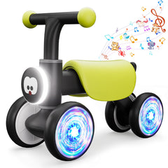 Doselie glow-wheel balance bike front view with colorful lights for early exploration.