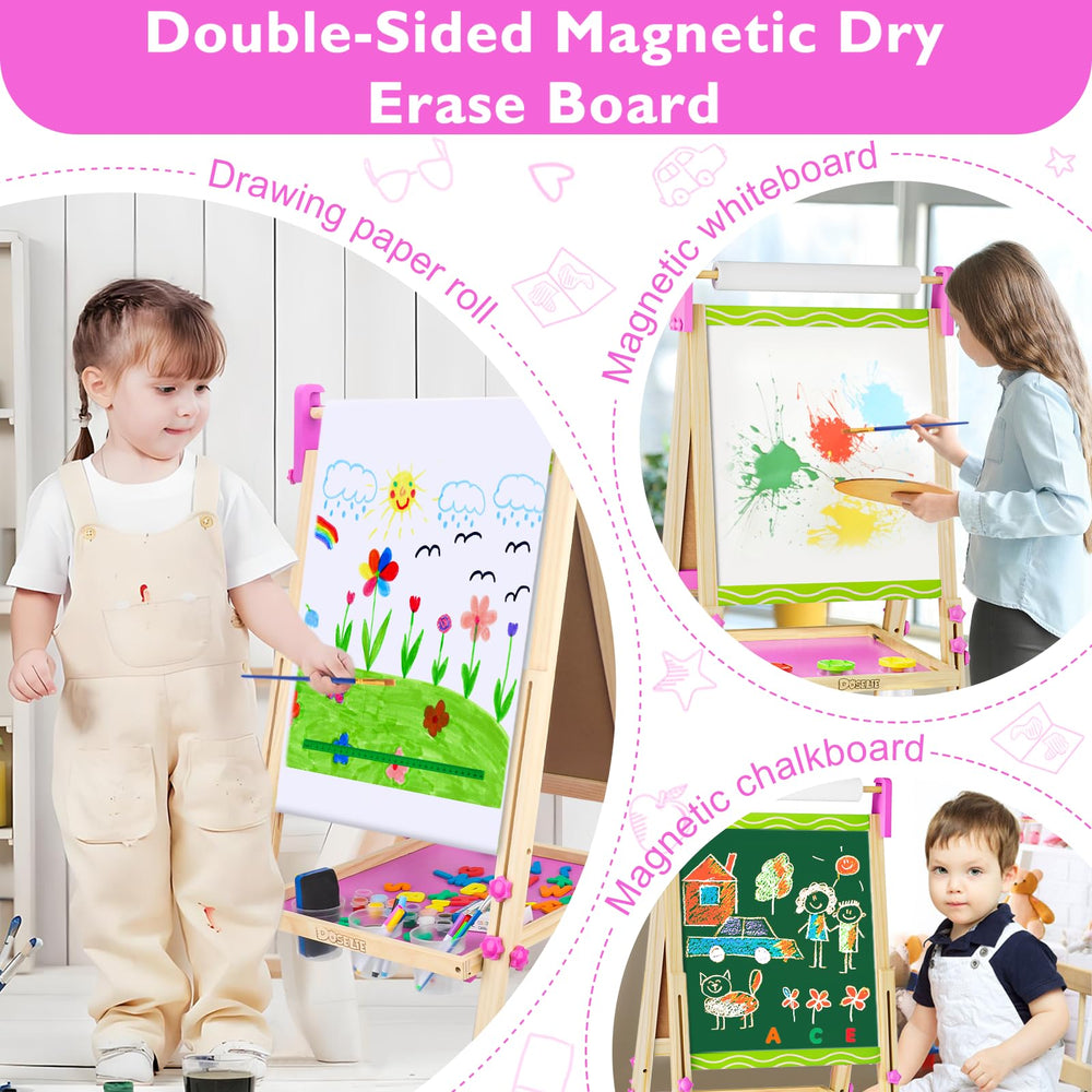 Adjustable height Doselie easel fits growing artists from 36 to 45 inches.
