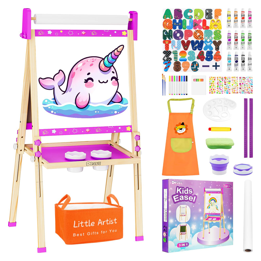 Doselie kid's easel with paper roll top for expansive art sessions and creativity