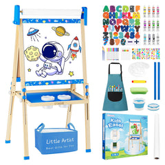 Doselie easel front view with all-in-one art supplies for kids.