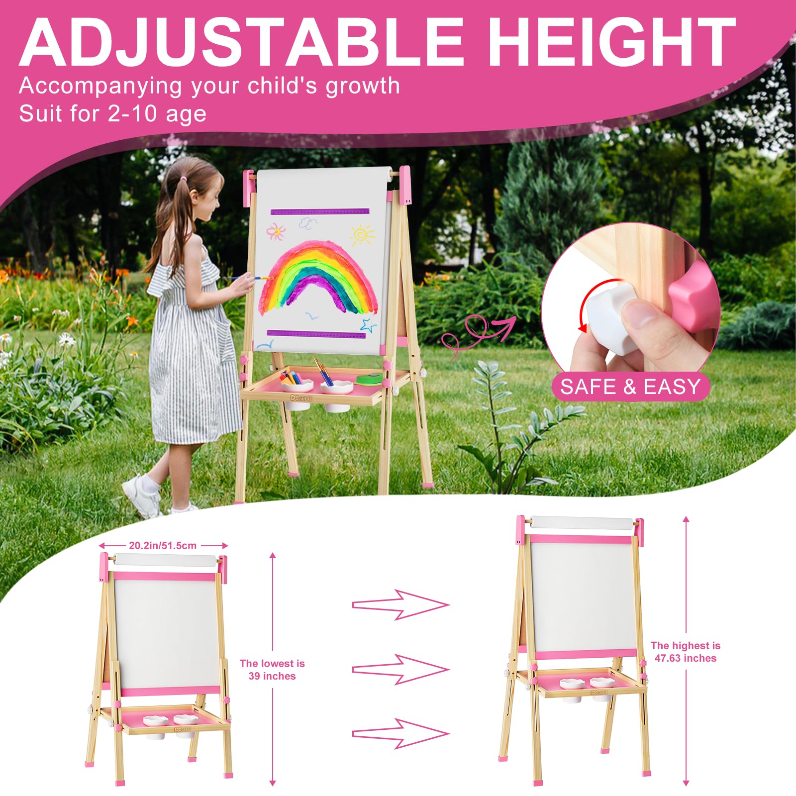 Doselie easel large board provides ample space for drawings