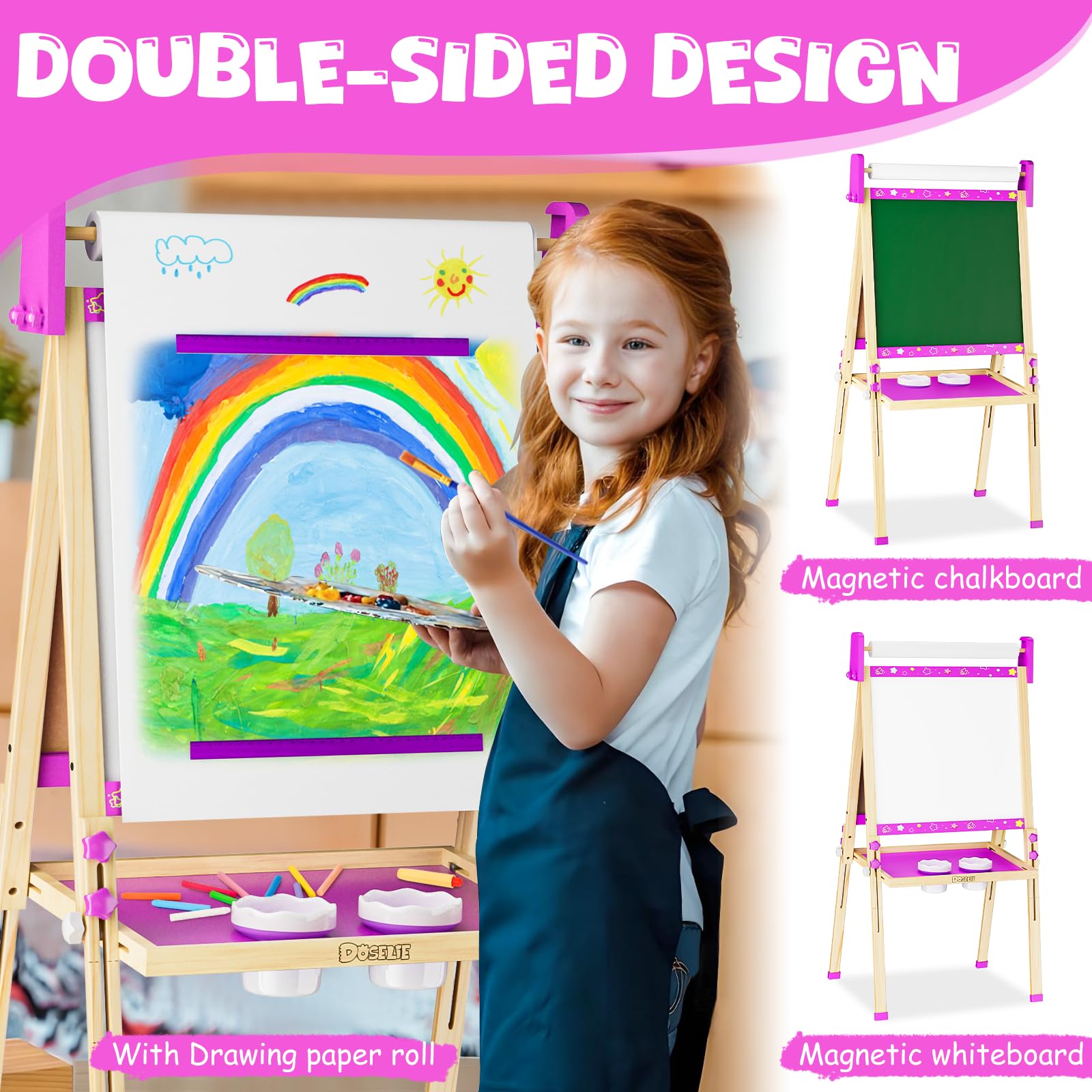 Doselie easel magnetic whiteboard supports versatile art and quick dry erase use