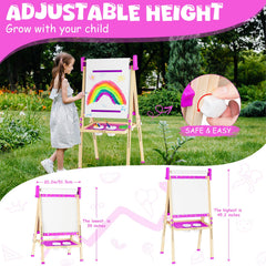 Doselie easel shows paper roll at the top for large drawings and storytelling