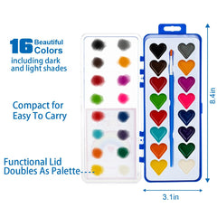DOSEWART Heart Watercolor Set includes high-quality brush for easy painting.