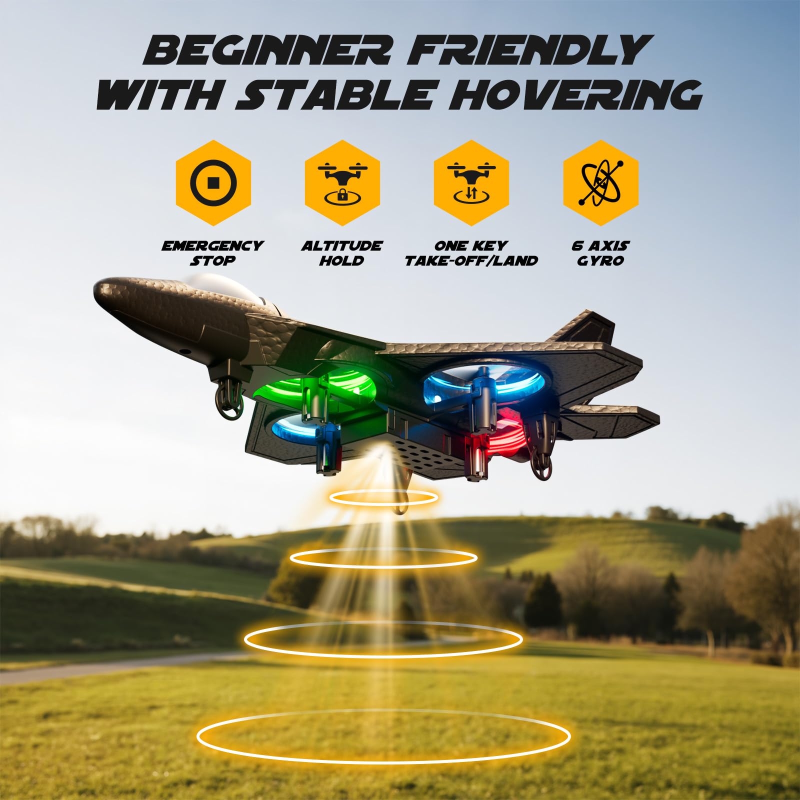 Dosumik RC plane executes circle fly along dynamic flight paths.