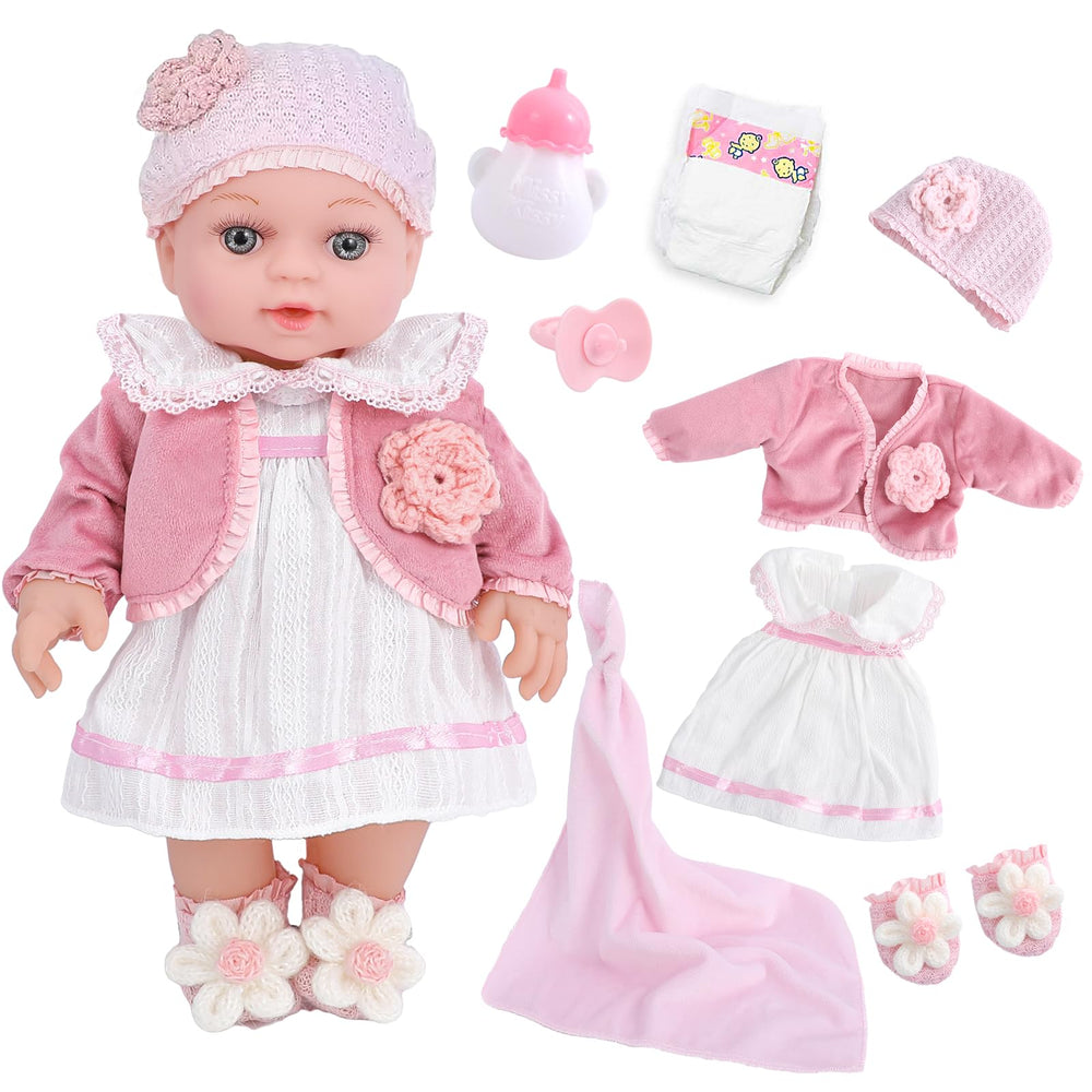DOTVOSY 12-inch girl doll with movable limbs for imaginative play
