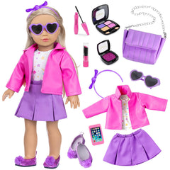 DOTVOSY 18-inch doll clothes and makeup set for imaginative play and dress-up fun.