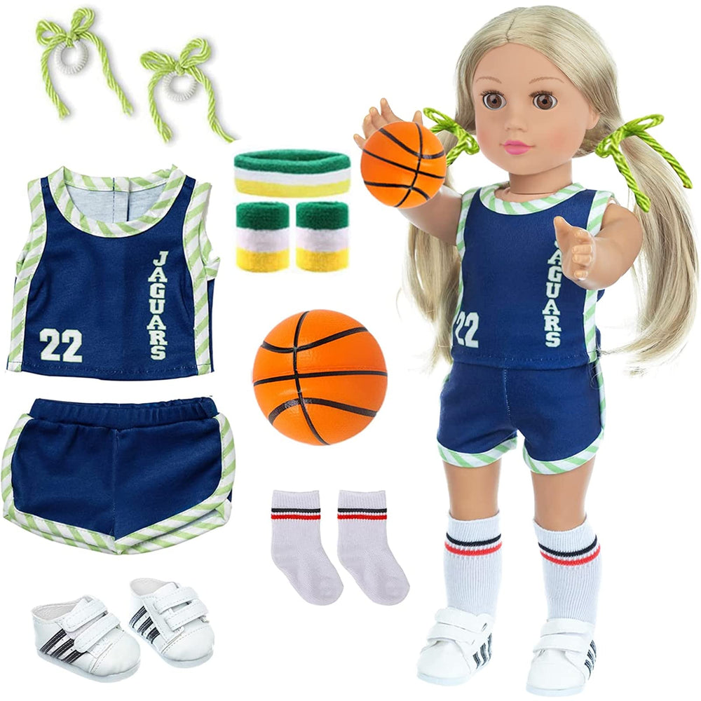 DOTVOSY 18-inch doll basketball outfit set for ready-to-play sports imagination.