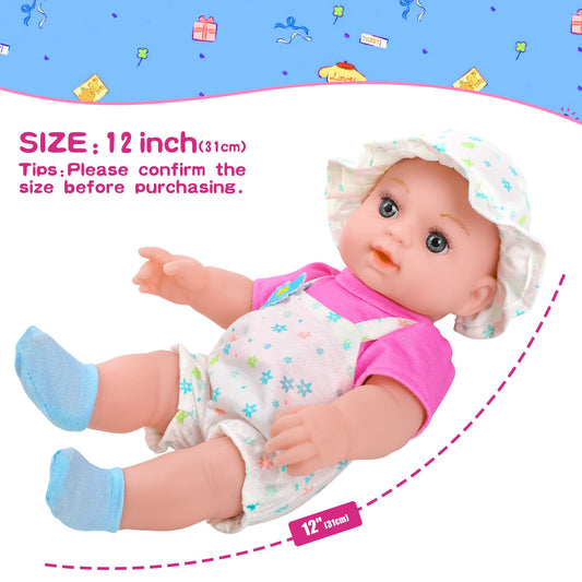 DOTVOSY 12-inch daisy doll face highlighting soft, friendly features for nurturing play