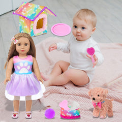 DOTVOSY doll accessories including hair comb and bows for styling.