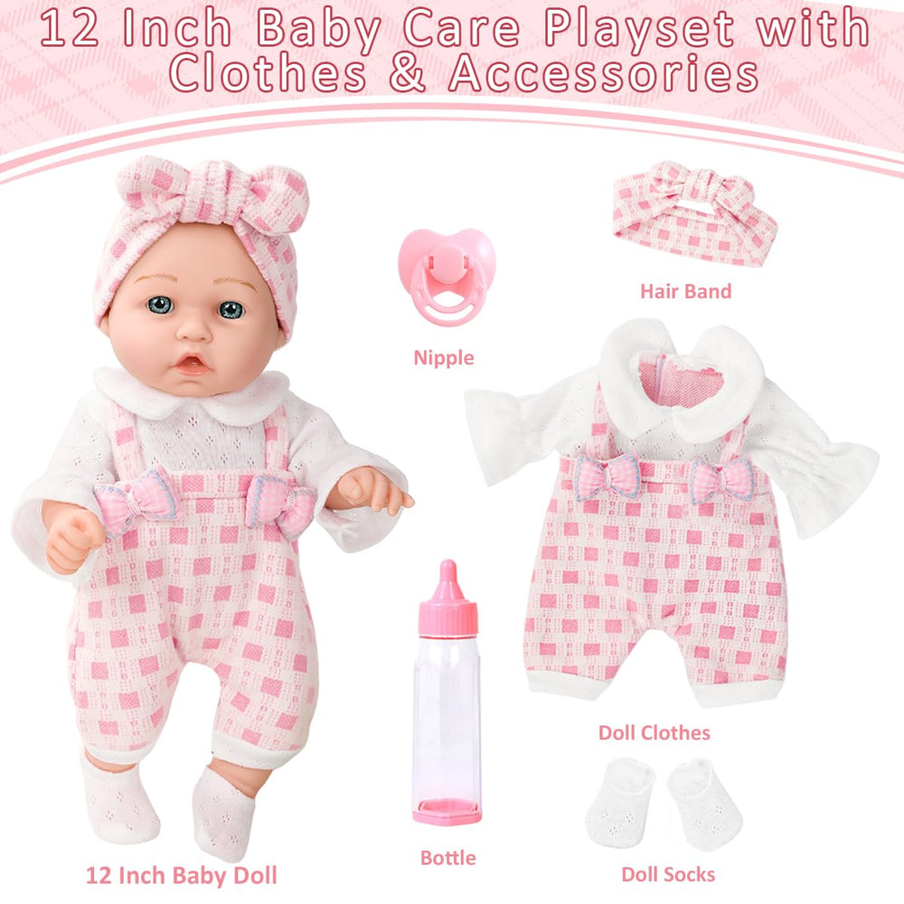DOTVOSY doll headband and socks complete cute dress-up outfits for pretend styling.
