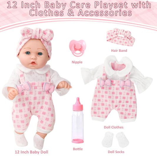 DOTVOSY doll headband and socks complete cute dress-up outfits for pretend styling.