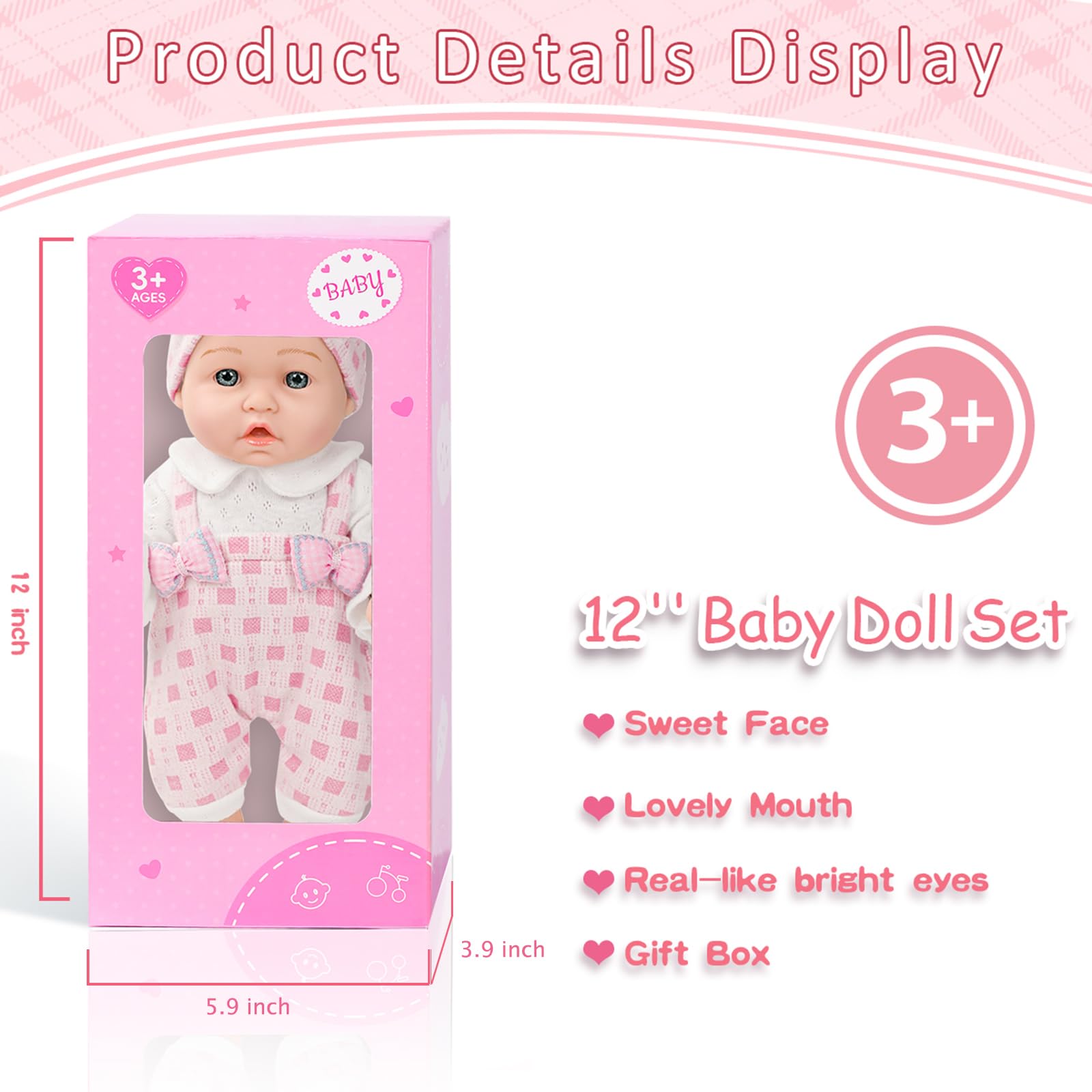 DOTVOSY doll rosy cheeks and movable limbs boost lifelike playtime.