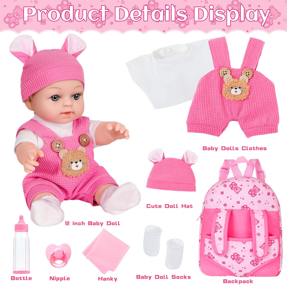 Soft pink clothes with bear pattern invite cozy dress-up stories.
