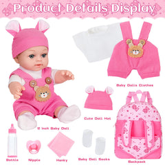 Soft pink clothes with bear pattern invite cozy dress-up stories.